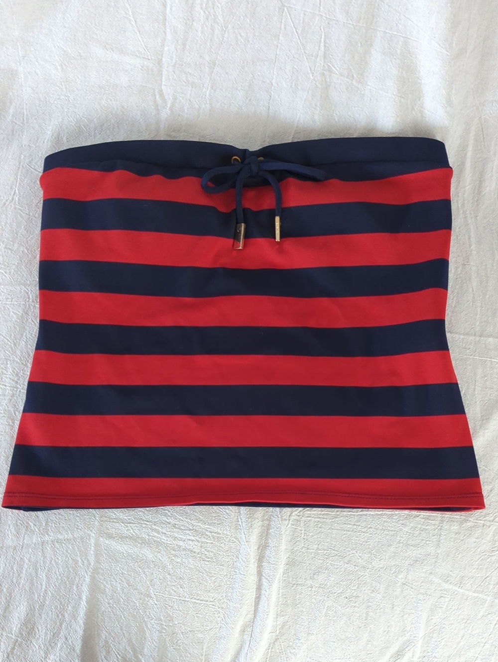 Lauren Ralph Lauren Striped Strapless Tankini Swim Top Navy Red Size 10 Top Only